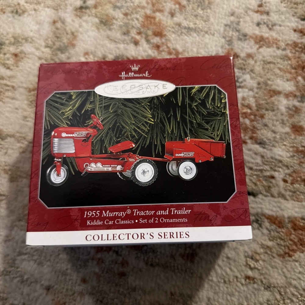 VTG HALLMARK KEEPSAKE ORNAMENT DIE CAST 1955 MURRAY TRAC PEDAL TRACTOR TRAILER